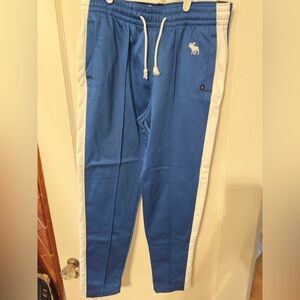 Abercrombie Men’s Blue Joggers with White Stripes